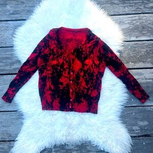 Red and Black Tiger Animal Print Graphic Cardigan Sweater